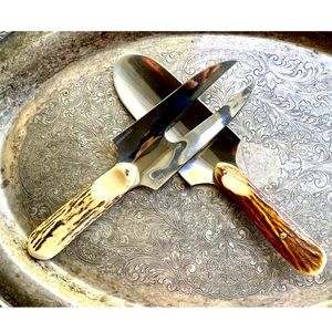 Rare vintage GUCCI Stainless And Bone Handle Service Serving Pieces Barware GG